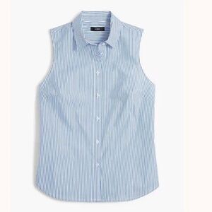 J. Crew Factory Perfect Fit Sleeveless Blue and White Striped Top - L